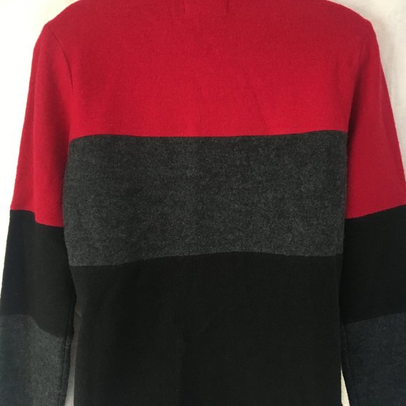 Karl Lagerfeld Jacket Sweater Womens Small Color Block Boiled Wool Black Red - Picture 9 of 15